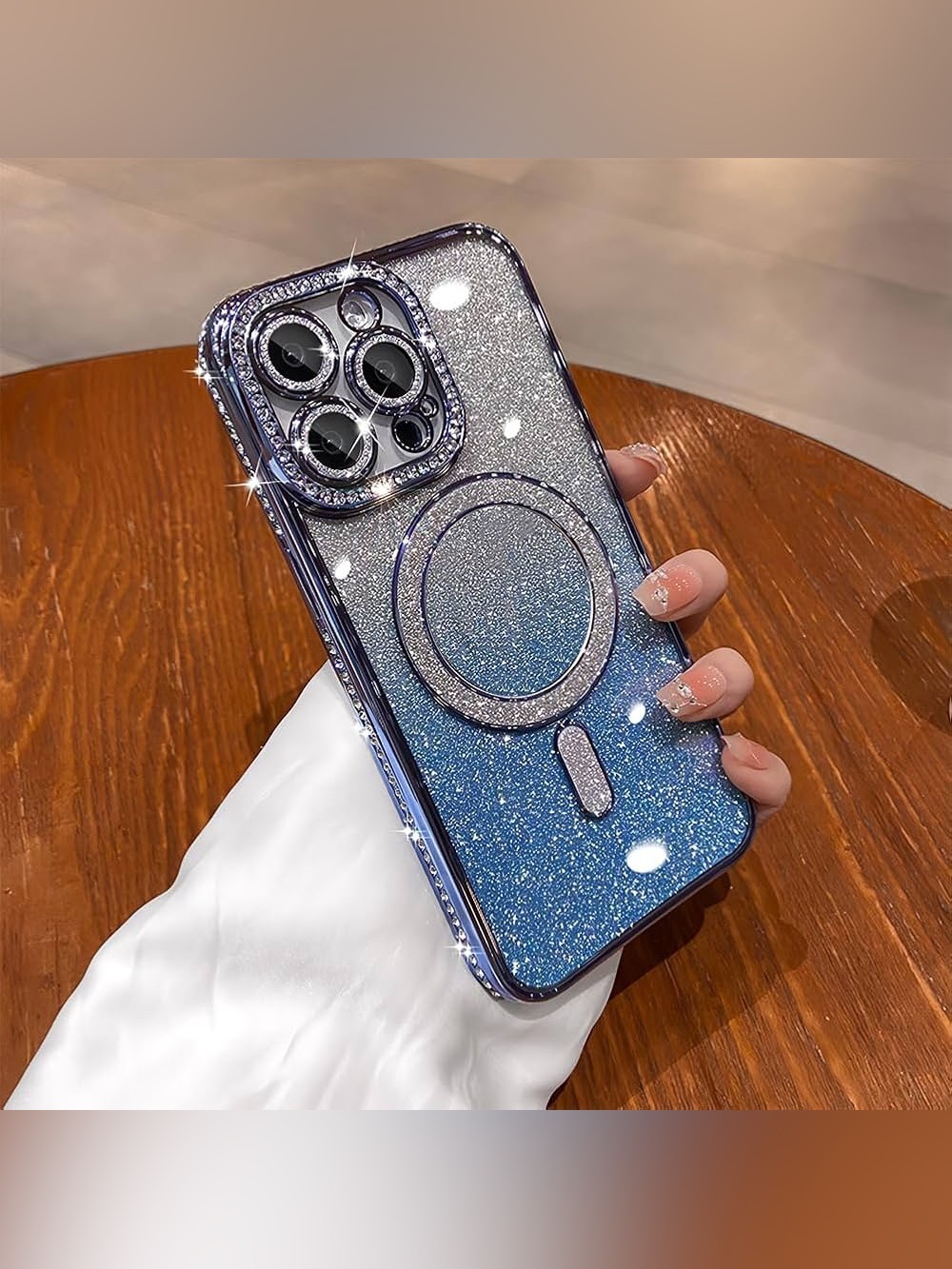 NWT LXK Blue Glitter IPhone Pro Case with Camera Protector 6.3” Screen